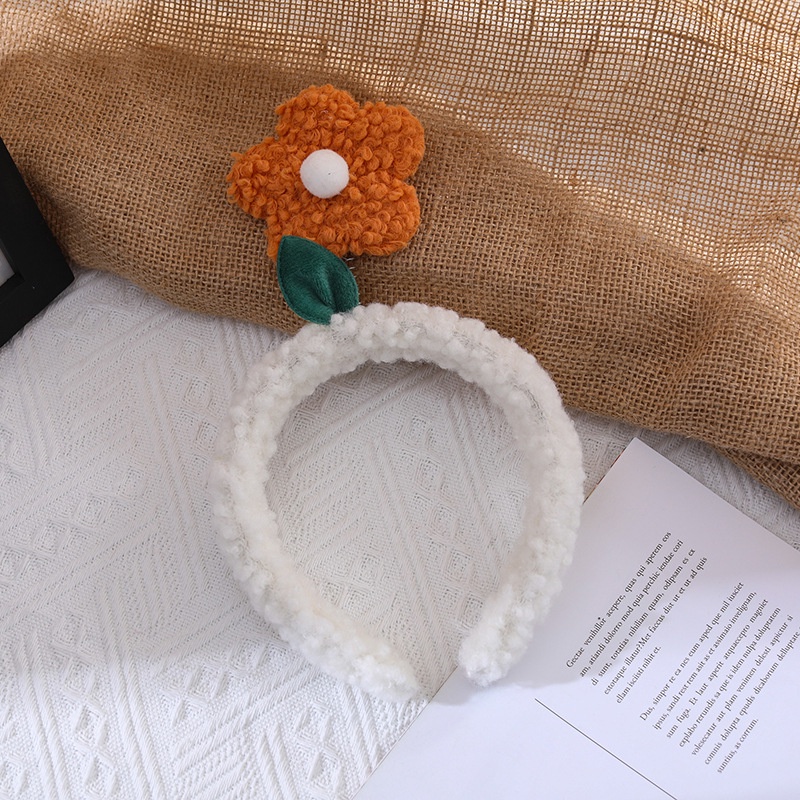 Băng Đô Cài Tóc Bọc Nhung Lông Cừu Đính Hoa Nhỏ Dễ Thương Phong Cách Hàn Quốc Dùng Rửa Mặt Trang Điểm