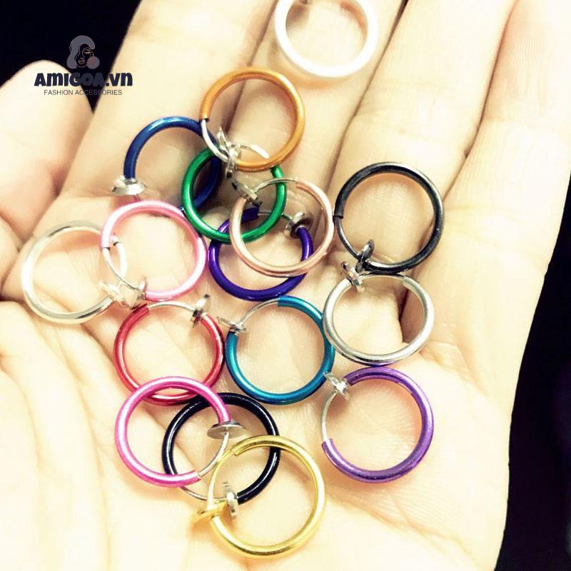 1 Cặp Khuyên Kẹp Tai Mũi 13mm Màu Sắc Vô Hình Độc Đáo