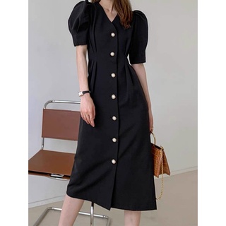 Đầm váy freesize đen nút ngọc