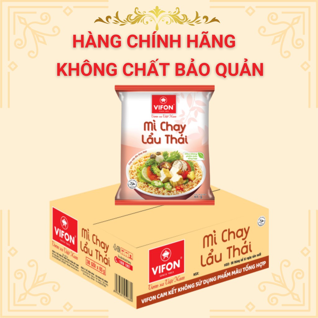 Thùng 30 Gói Mì Chay Lẩu Thái VIFON 65g/Gói