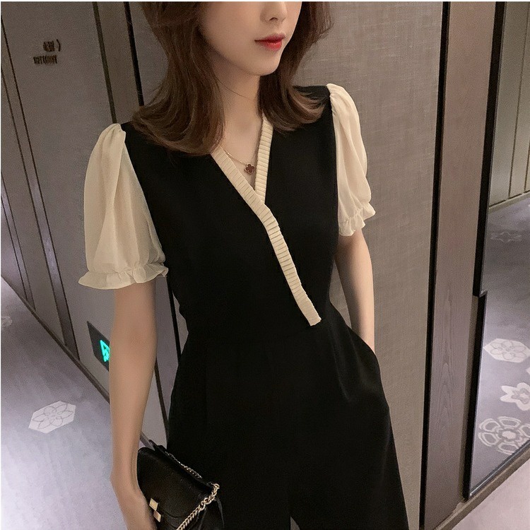 Bộ Áo Quần Ống Rộng Màu Đen Phong Cách Pháp Thời Trang Cho Nữ