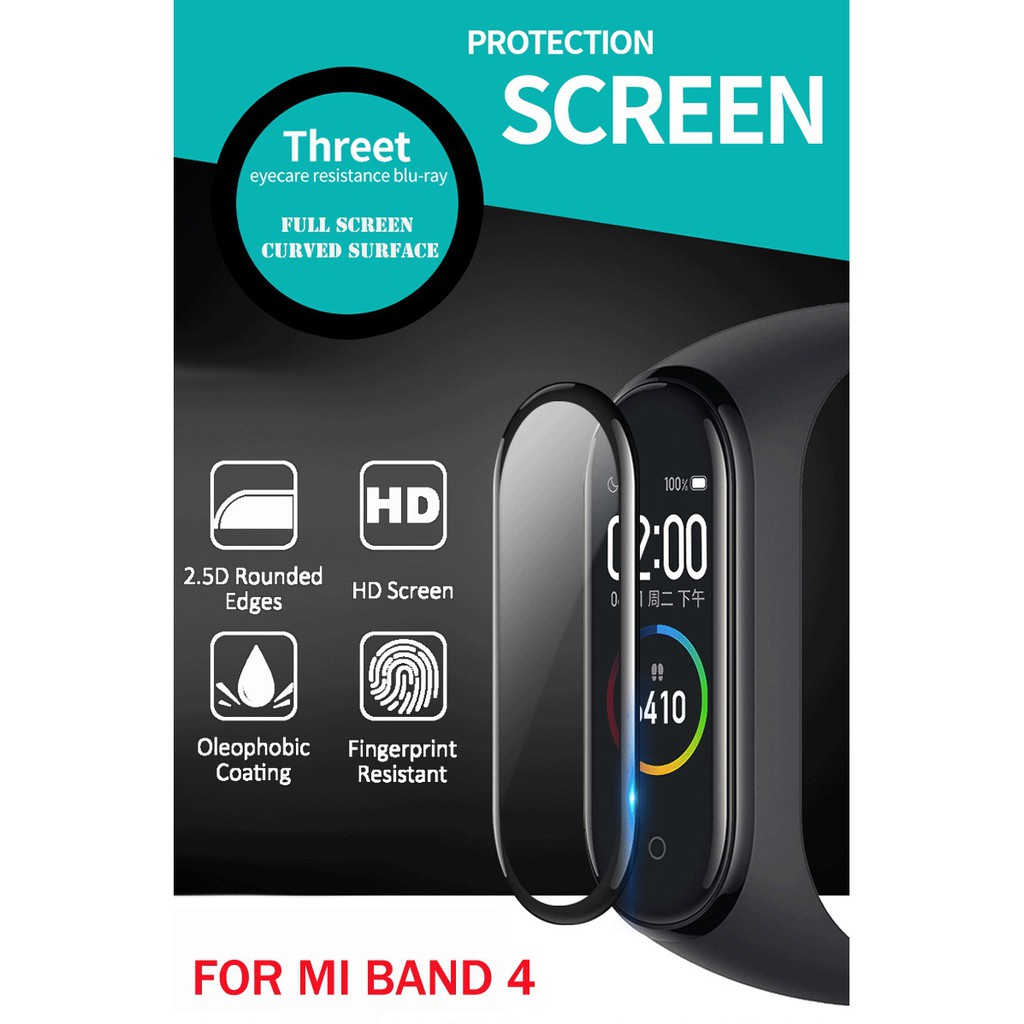 Phim dán bảo vệ màn hình đồng hồ thông minh đeo tay Mi Band 4 chống cháy nổ / trầy xước
