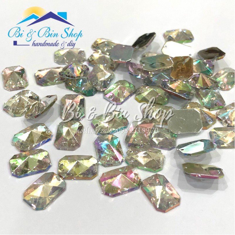 Đá Kết Chữ Nhật Trắng Cừ AB Đính Kết Trang Phục