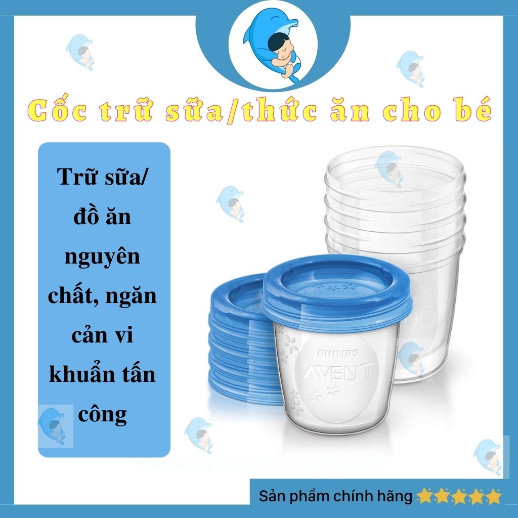 [Mã 267FMCGSALE giảm 8% đơn 500K] Cốc Trữ Sữa Phillips Avent Dung Tích 180/240ml Chính Hãng