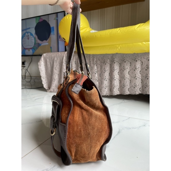 Lc142 Túi si đeo vai da bò phối da lộn của Ý Gillian