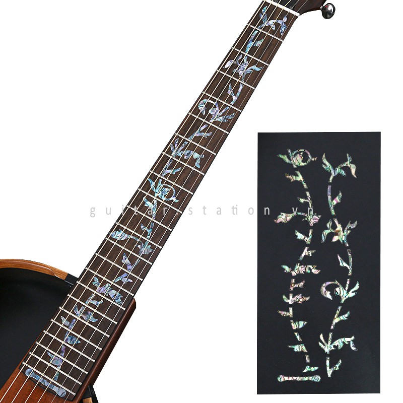 Miếng Dán Cần Đàn Guitar Giả Khảm – Sticker Inlay Guitar - Hoa Lá Full cần