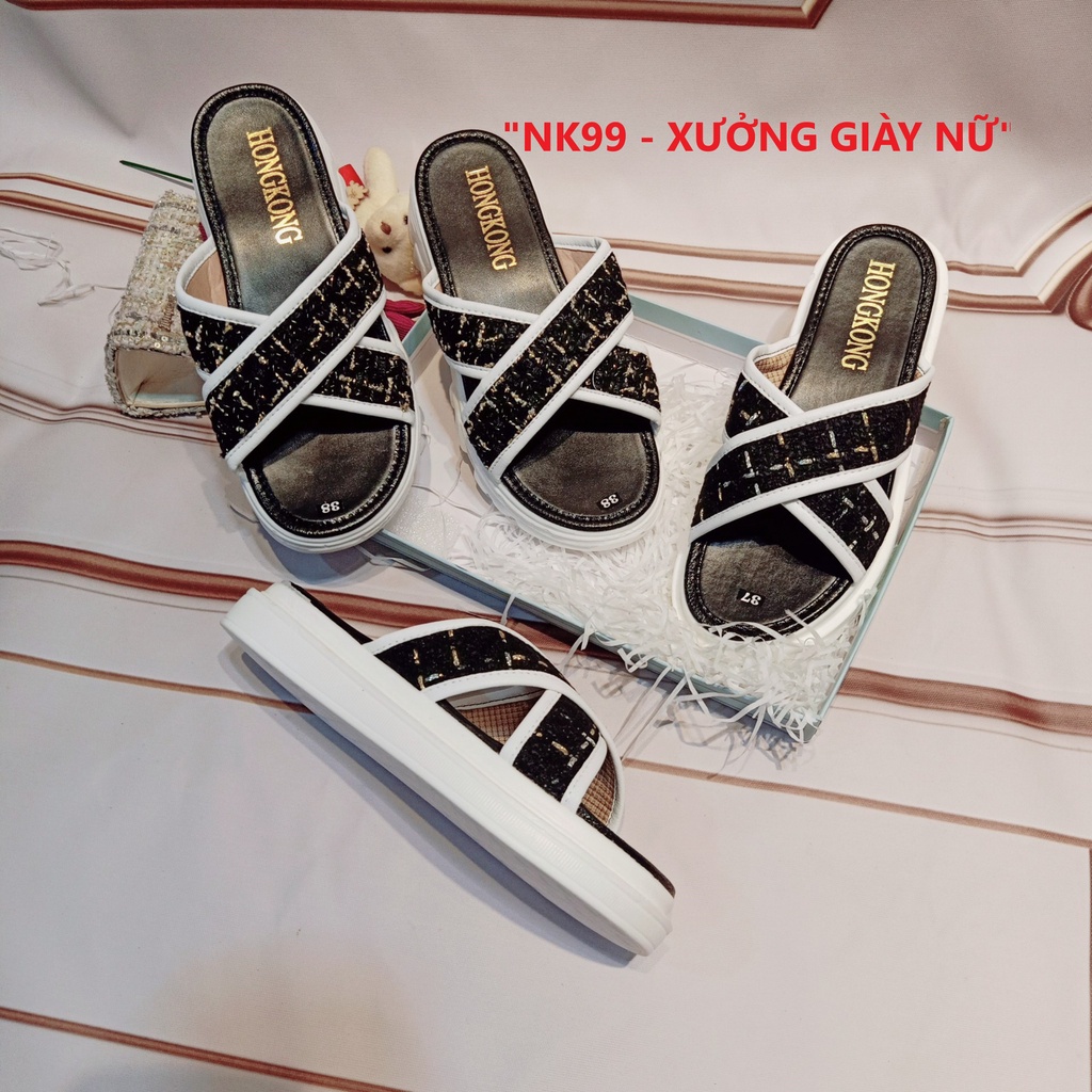 Dép Nữ QUAI CHÉO Đế Bánh Mì Êm Siêu Nhẹ Cao 3-5P Sang Chảnh Tôn Dáng