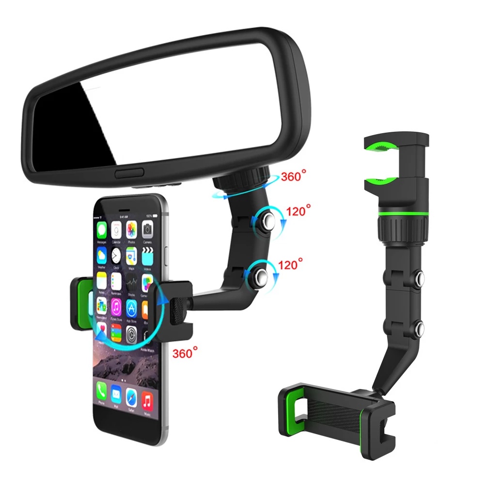 Giá Đỡ Điện Thoại / Thiết Bị Định Vị GPS Xoay 360 Độ Gắn Kính Chiếu Hậu Xe Hơi