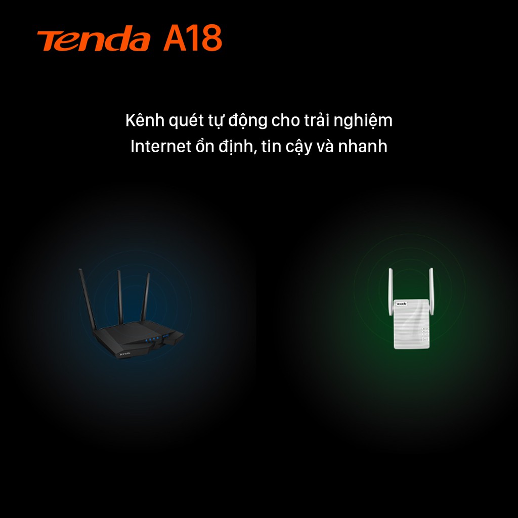 Tenda Bộ kích sóng Wifi A18 Chuẩn AC 1200Mbps - Hãng phân phối chính thức