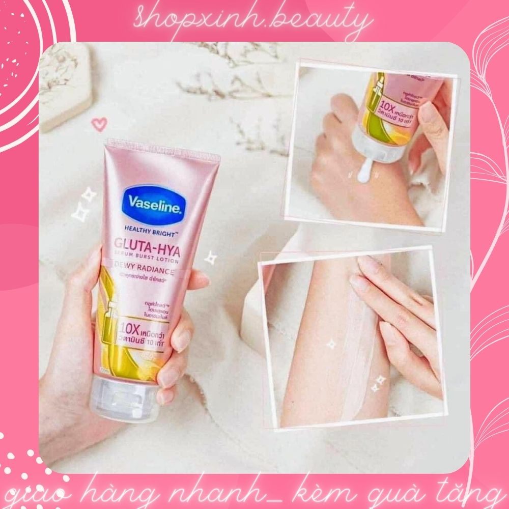 Sữa Dưỡng Thể Trắng Sáng Da, Chống Nắng Vaseline Healthy Bright Gluta HYA Serum 10x 330ml Thái Lan