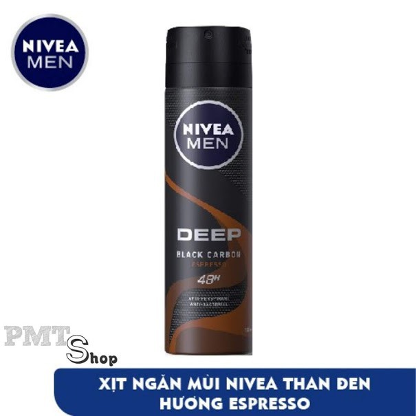 Xịt / lăn ngăn mùi NIVEA MEN Deep than đen hoạt tính (150ml)