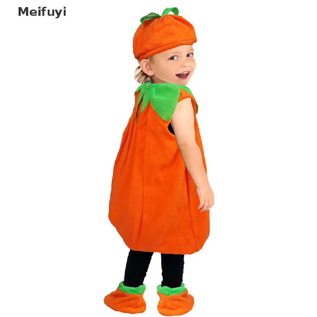 1 Bộ Áo Liền Quần Hóa Trang Bí Ngô / Giày / Nón Phong Cách Halloween Cho Bé