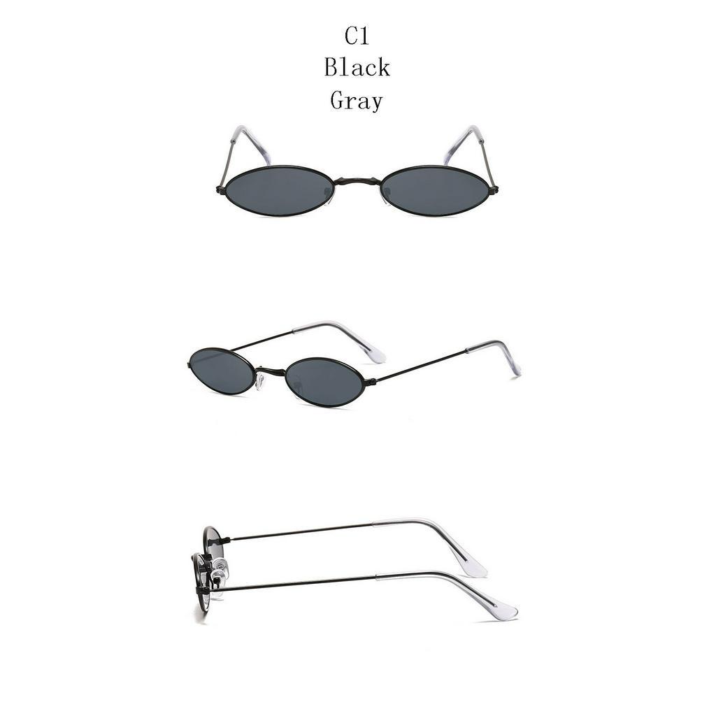 Kính mát gọng kim loại hình oval nhỏ phong cách hip hop cổ điển 2021 cho nam