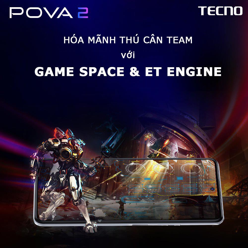 Điện thoại Tecno Gaming Pova 2 (6GB+128GB) | Hàng Chính Hãng | Bảo Hành 12 Tháng