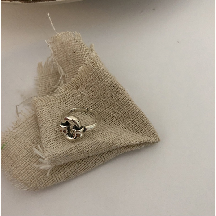 Nhẫn đôi bằng bạc thiết kế hở có thể điều chỉnh phong cách cổ điển thời trang