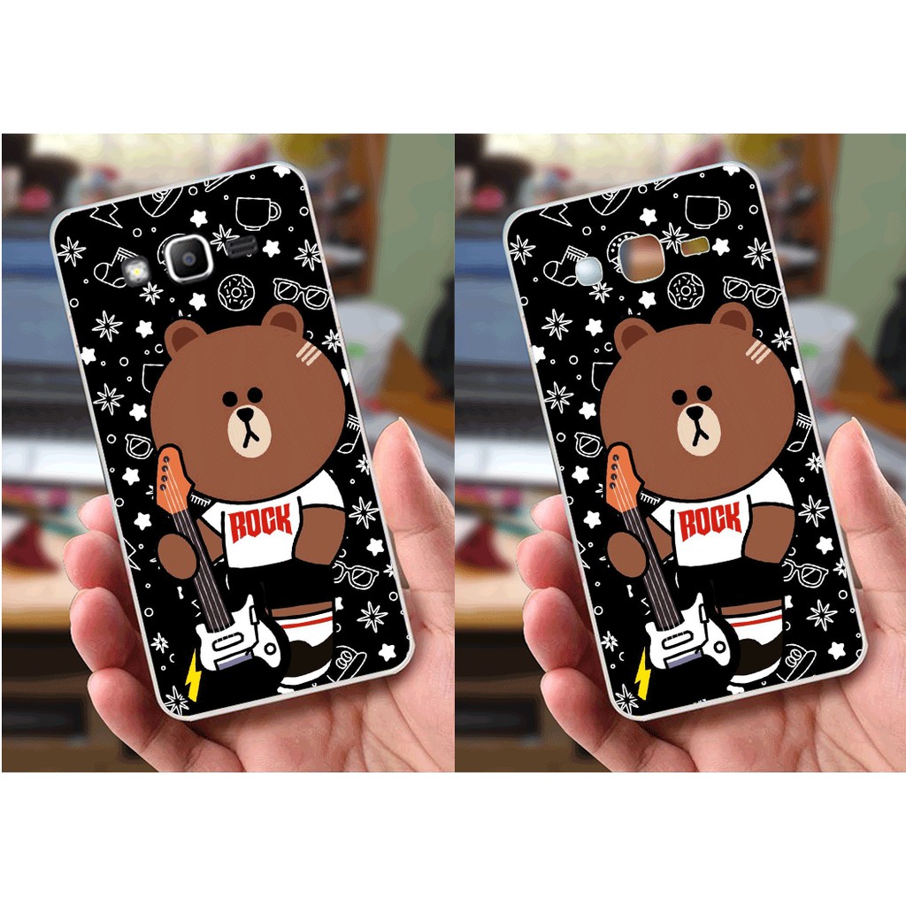 Ốp lưng Samsung J2 Prime / Grand Prime (dẻo viền trắng trong) - Hình Gấu Brown, Gấu Trúc , Heo Con