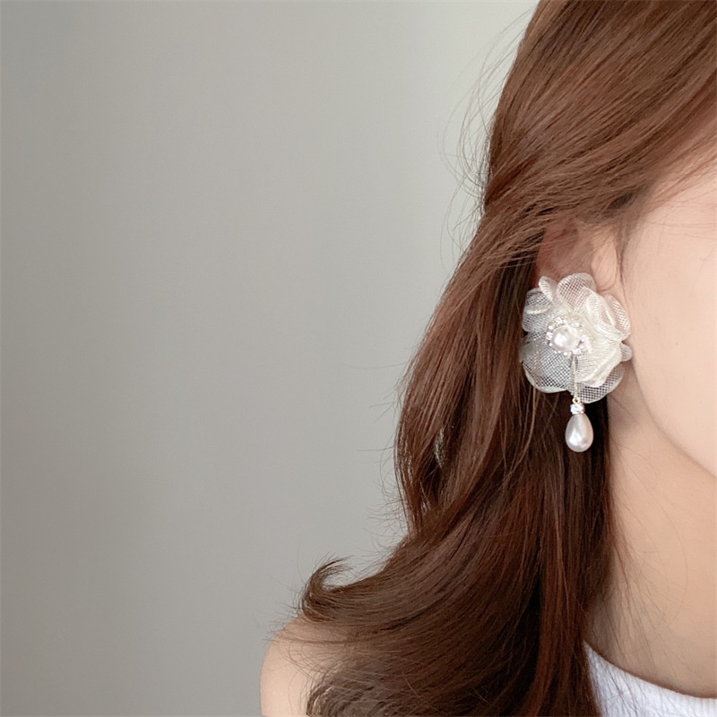 Bông Tai Hình Hoa Đính Ngọc Trai Giả Phong Cách Hong Kong Thời Trang Mùa Hè Cao Cấp Cho Nữ