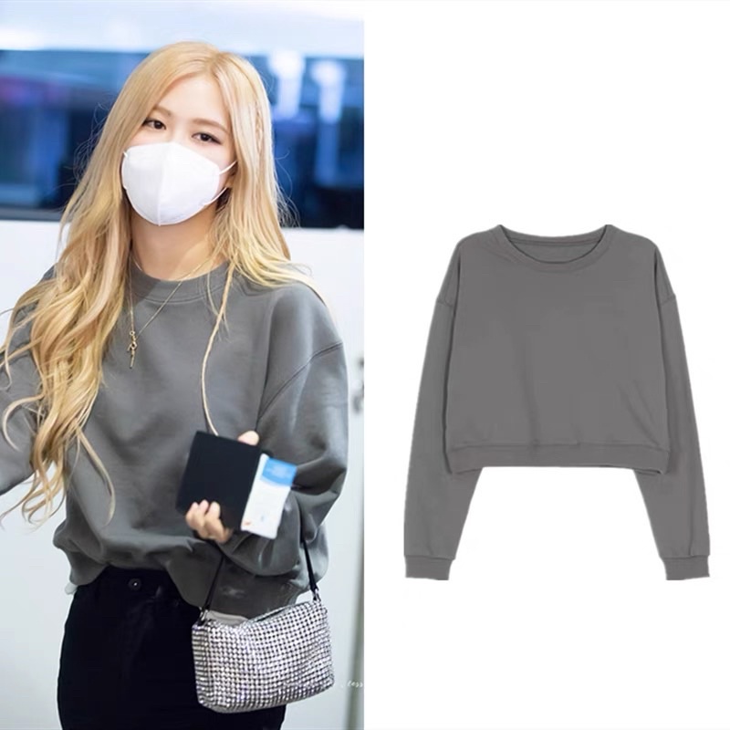 Áo sweater xám giống Rosé BLACKPINK
