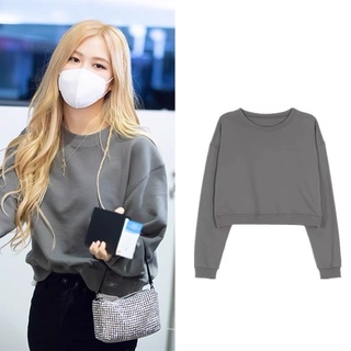 Áo sweater xám giống rosé blackpink