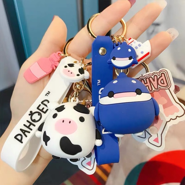 Móc Khóa Bò sữa heo & cá voi xanh Pahoer