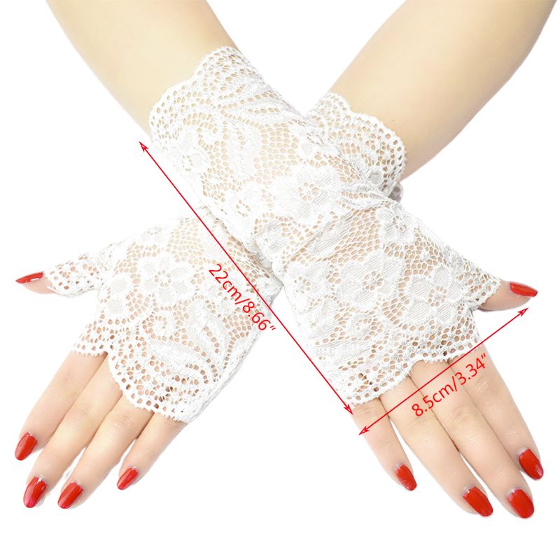 Găng Tay Hở Ngón Phối Ren Hoa Thời Trang Mùa Hè Cho Nữ