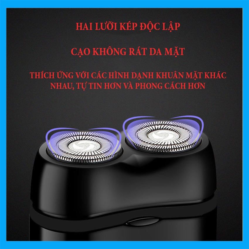 Máy cạo râu hai lưỡi Lingke LK118,nhỏ gọn tiện lợi sạc USB có thể mang đi mọi lúc mọi nơi
