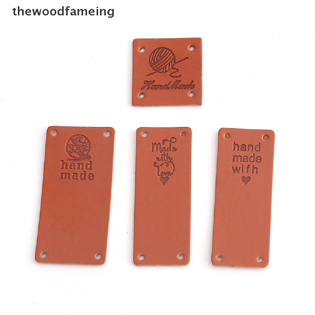 Set 20 thẻ tag bằng sợi tổng hợp in chữ Handmade with Love dùng để may vá đồ da thủ công tự làm