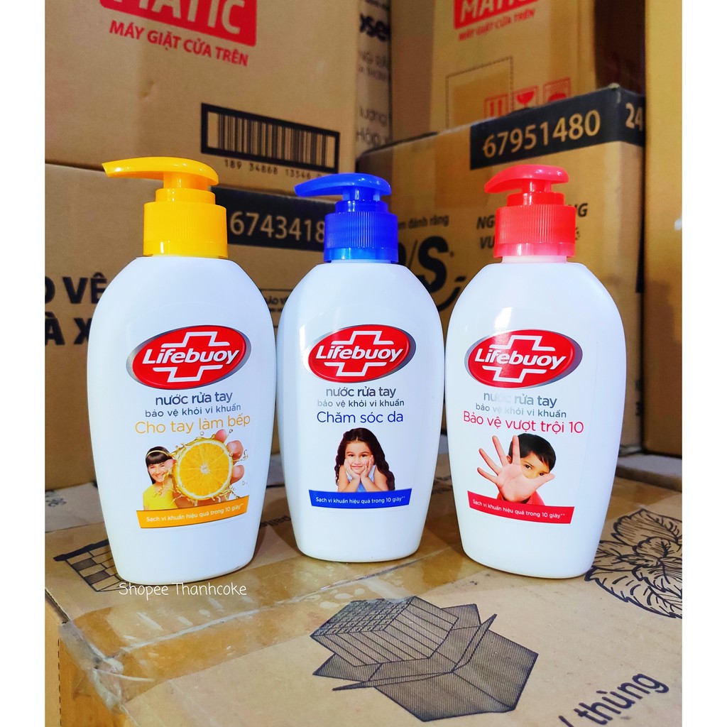 LIFEBUOY Nước Rửa Tay Bảo Vệ Vượt Trội đỏ, Chăm Sóc Da xanh dương, Làm Bếp Chanh vàng 180g Mới 180 g