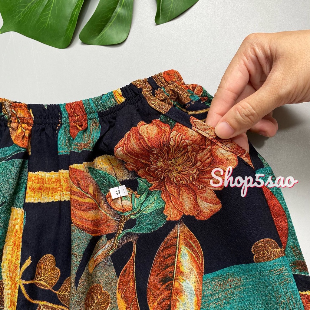 Đồ bộ trung niên, Bộ lanh mặc nhà SHOP5SAO chất lanh nhung cao cấp, quần lửng