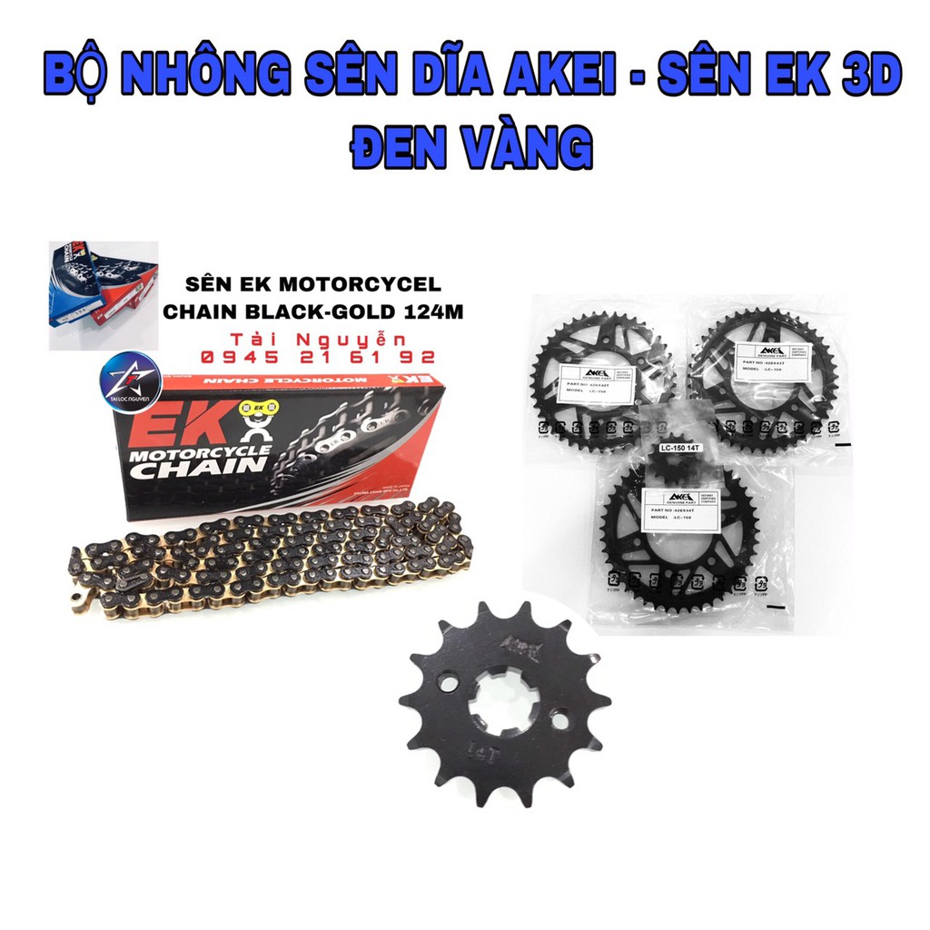 BỘ NSD AKEI - SÊN EK 3D ĐEN VÀNG DÀNH CHO EX135 - EX150 - RAIDER FI - WINNER/SONIC