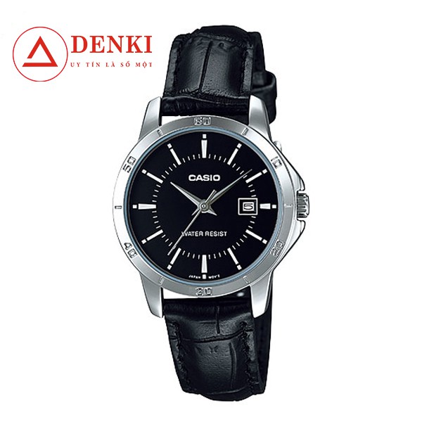 Đồng hồ nữ dây da Casio chính hãng Anh Khuê LTP-V004L-1AUDF đen sang trọn
