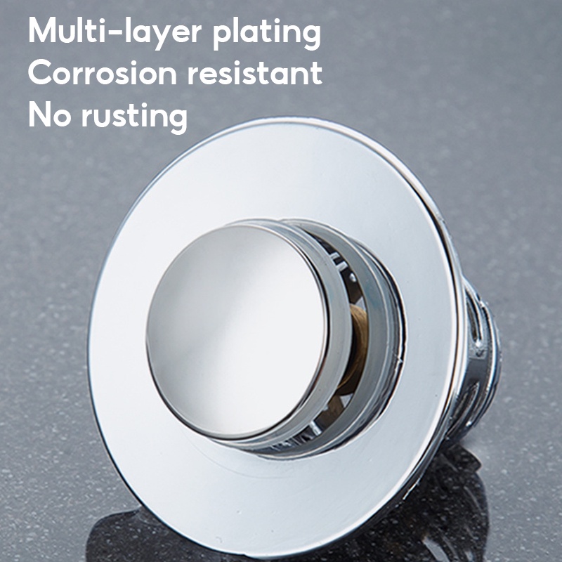 Nắp lọc làm từ thép không gỉ gắn lỗ thoát nước bồn rửa, Nắp thoát nước inox chặn rác, Nút nhấn bộ xả lavabo