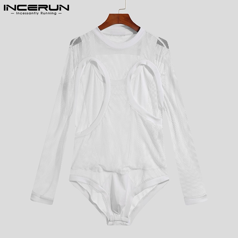 Jumpsuit INCERUN kiểu lưới xuyên thấu tay dài cho nam