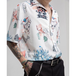 Áo sơ mi kiểu MENDE CRAYON SHIRT cổ VEST tay ngắn form rộng