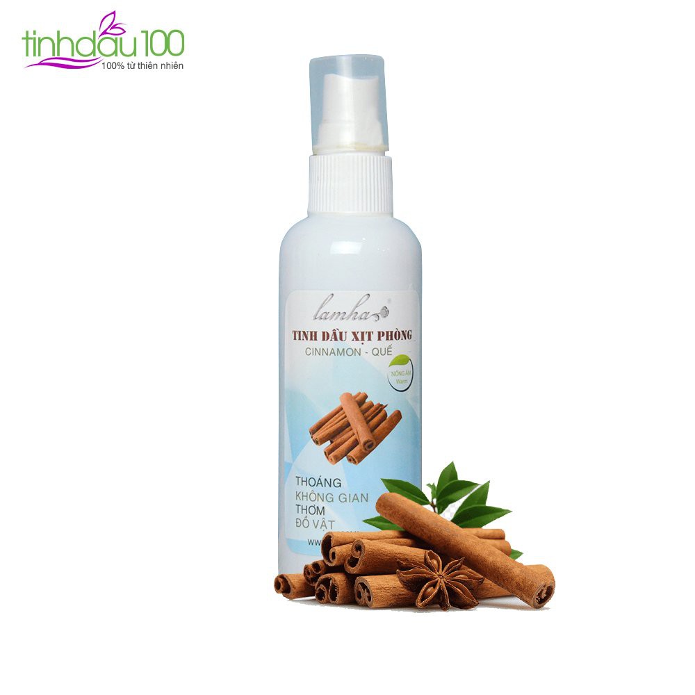 Tinh dầu xịt phòng quế Lam Hà diệt khuẩn, khử mùi, xua đuổi muỗi, côn trùng chai 100ml Tinh Dầu 100 Shop