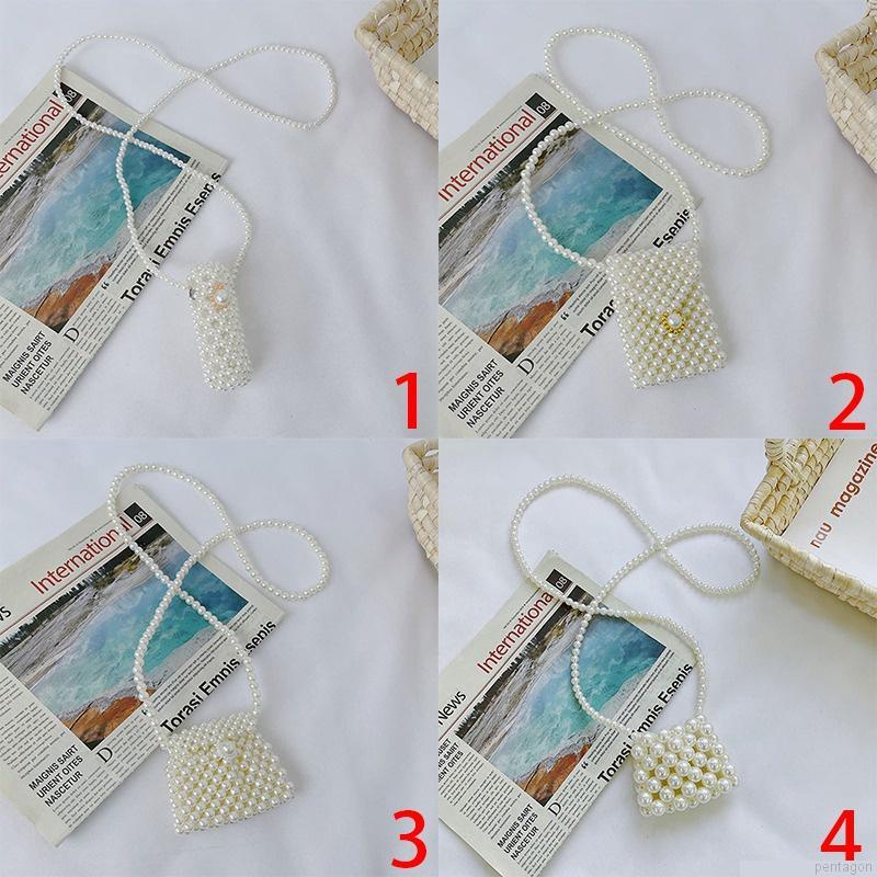 Túi đeo chéo mini đính ngọc trai giả thời trang xinh xắn cho bé gái