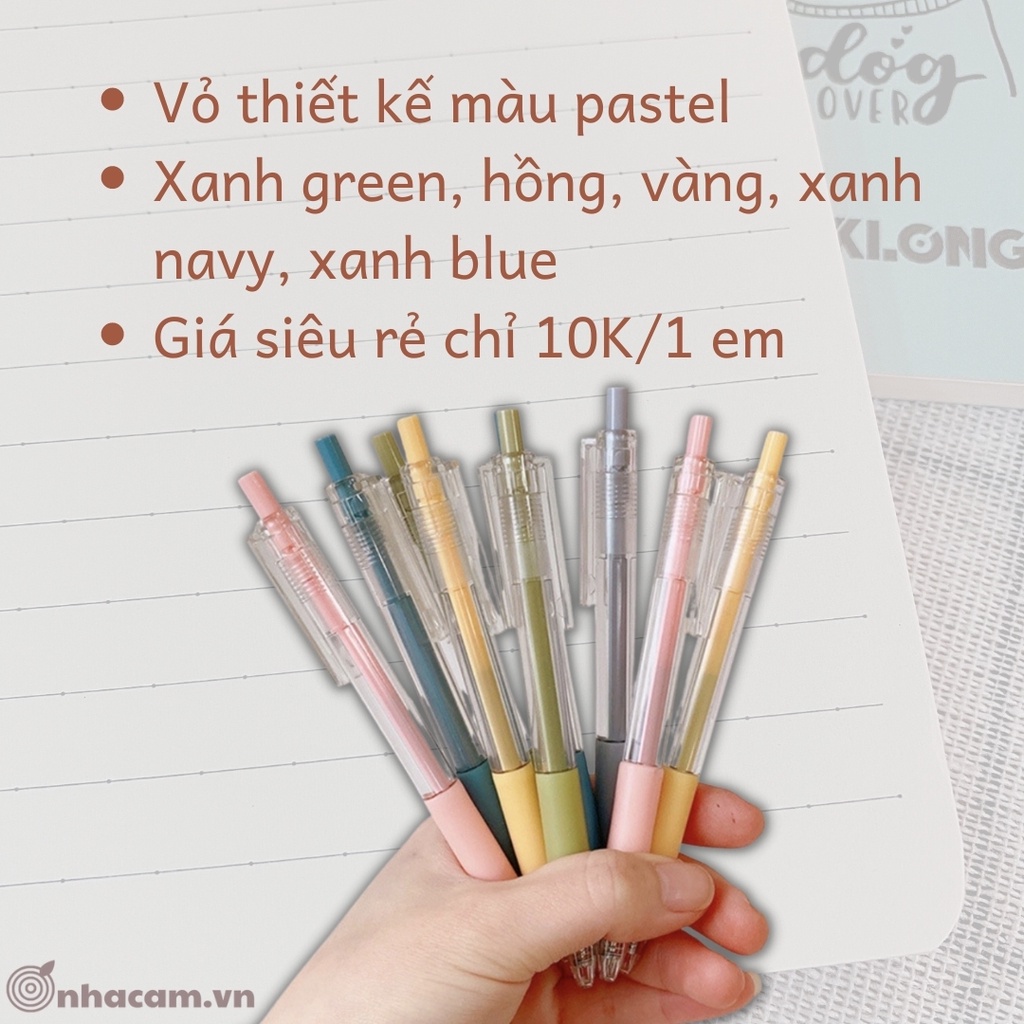 Bút Gel Vỏ Pastel Ngòi 0,5mm Mực Đen Nhà Cam