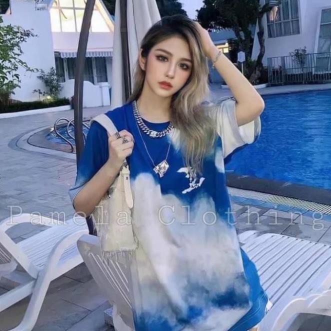 Áo Phông Loang Màu Xanh Lv Cotton Tay Lỡ Oversize - CASTORE 👈  ཾ  ྇