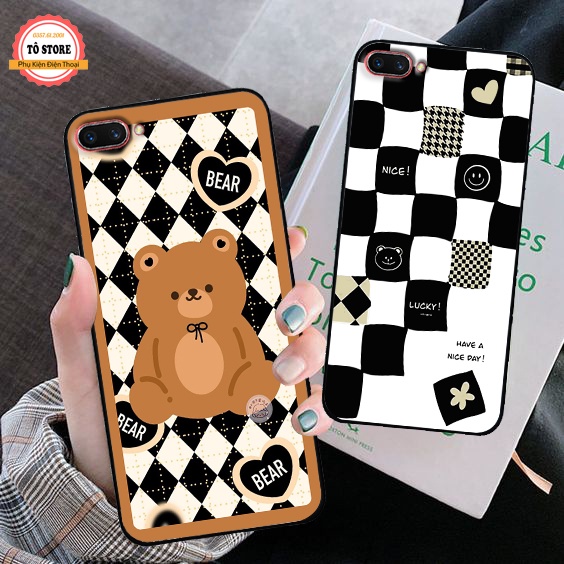 Ốp lưng Oppo A3s / Oppo A1k / Realme C1 / Realme C2 in hình gấu tinh nghịch, , ngộ nghĩnh , hình in sắc nét
