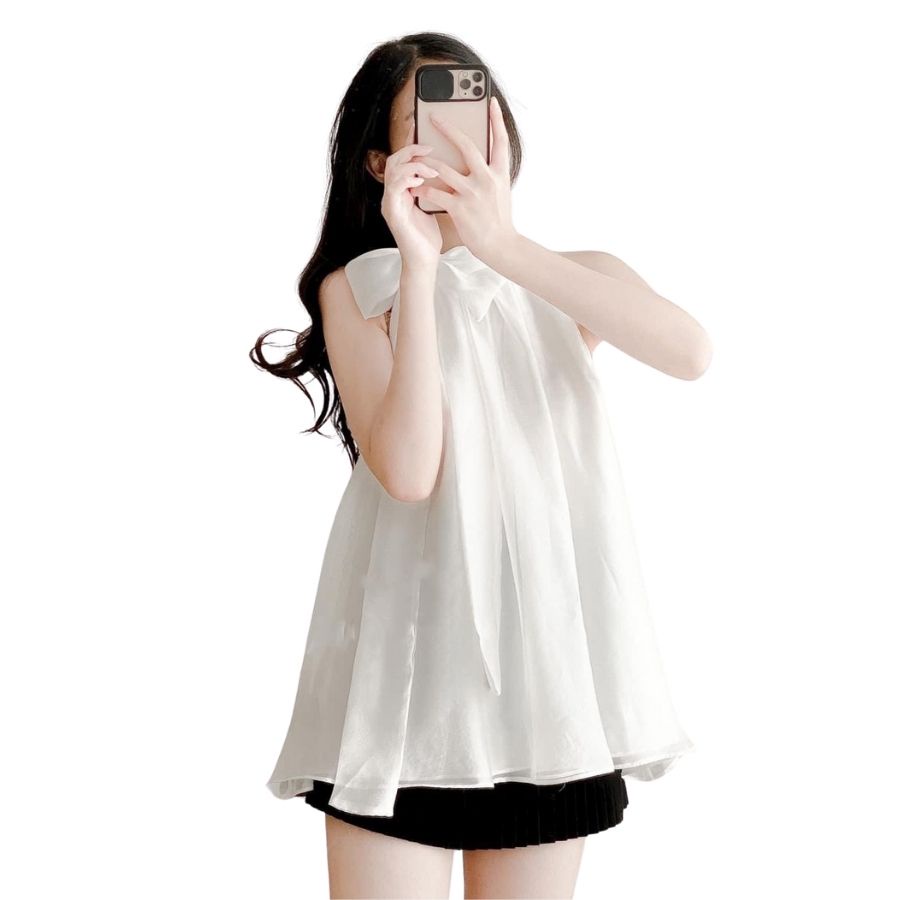 [Ảnh thật] Áo yếm Dream Top A07 vải tơ màu trắng mềm mại, áo kiểu nữ 2 lớp dày dặn, chất lượng cao.