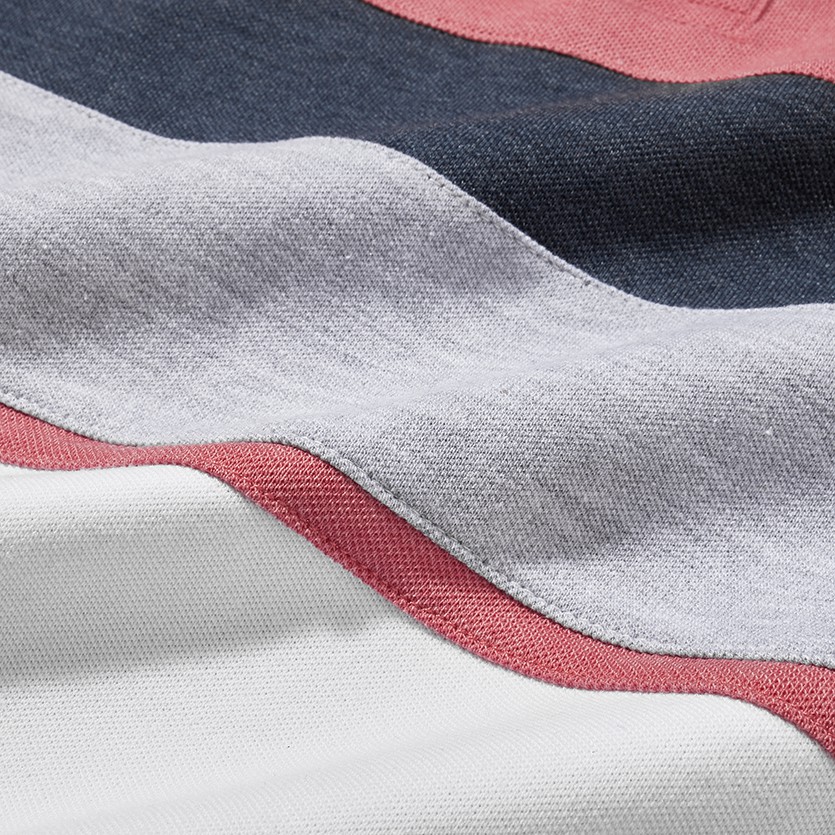 Áo polo nam HUSSIO phối sọc thêu logo trẻ trung | BigBuy360 - bigbuy360.vn