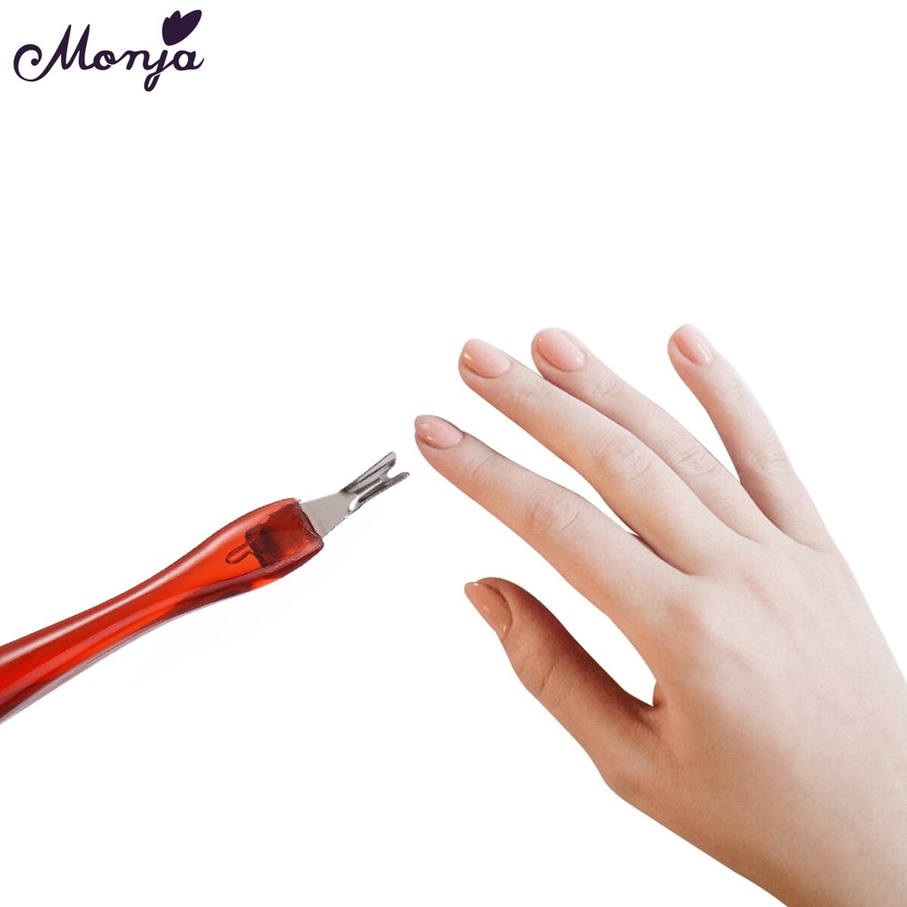 MONJA [Hàng mới về] Dụng cụ đẩy da chết đầu hình nĩa bằng thép không gỉ dùng cho chăm sóc móng màu nâu