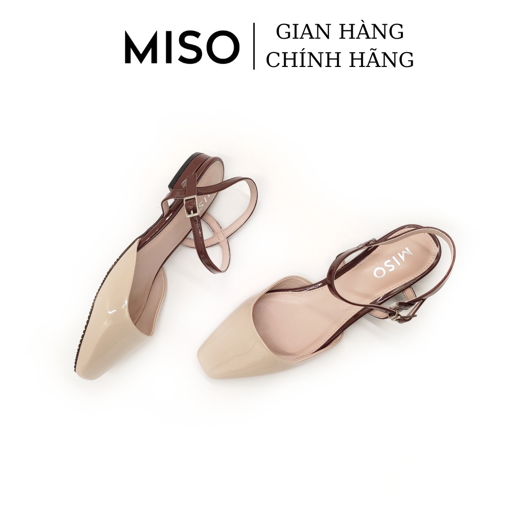 Giày sandal nữ basic bít mũi quai hậu mũi vuông trendy đế bệt 1cm MISO M009