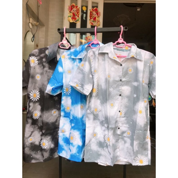 Áo Sơ Mi Tay Ngắn Unisex Cổ Bẻ Phông Cách Hàn Quốc Freesize