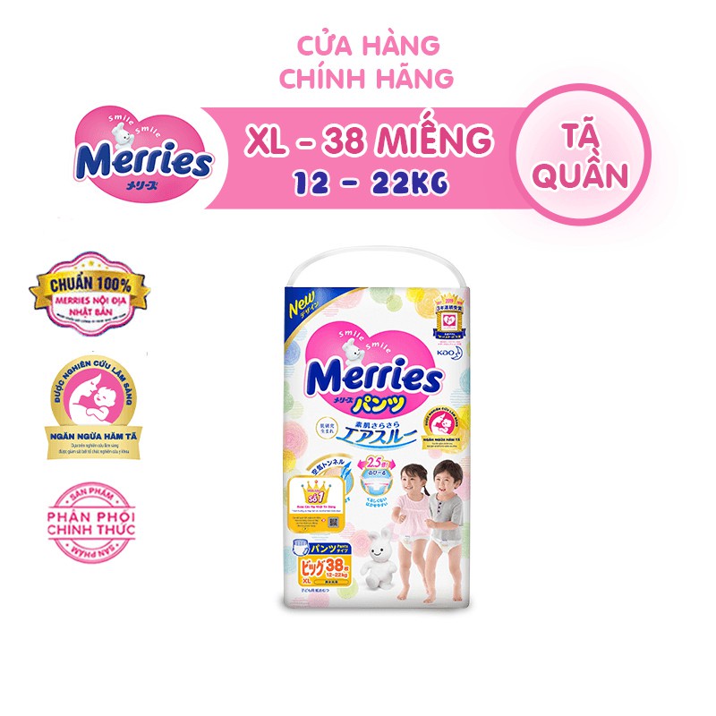 Tã quần Merries M58+6 / L44+6 / XL38+6 / XXL26+2  Siêu thấm