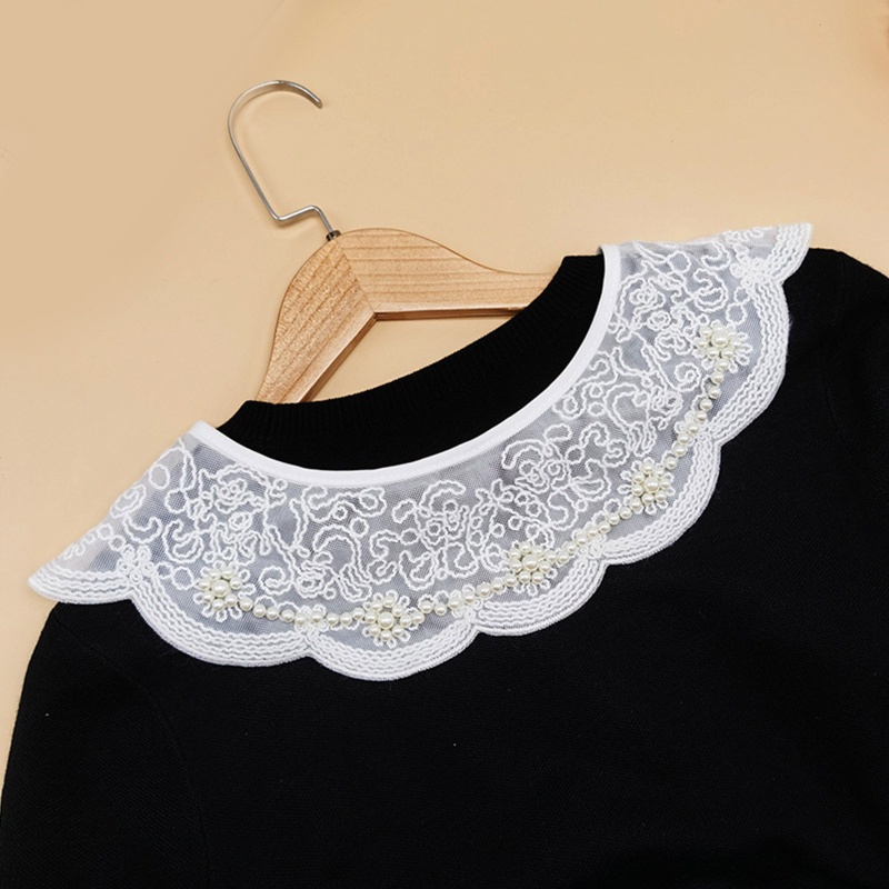 Cổ Áo Rời Thêu Họa Tiết Màu Trắng Thời Trang Mùa Thu