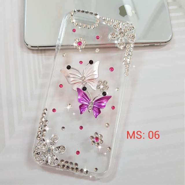 ỐP DẺO HANDMADE ĐÍNH ĐÁ BƯỚM HOA THỜI TRANG MS 06