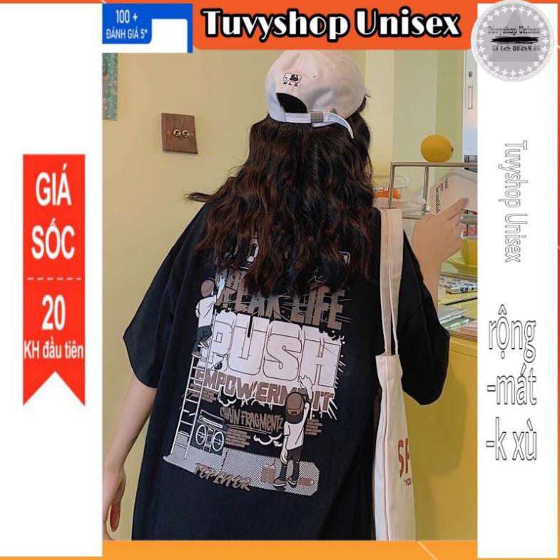 Áo đôi nam nữ FREESHIP Hoạ tiết chữ form rộng cực hot hit [thun cap