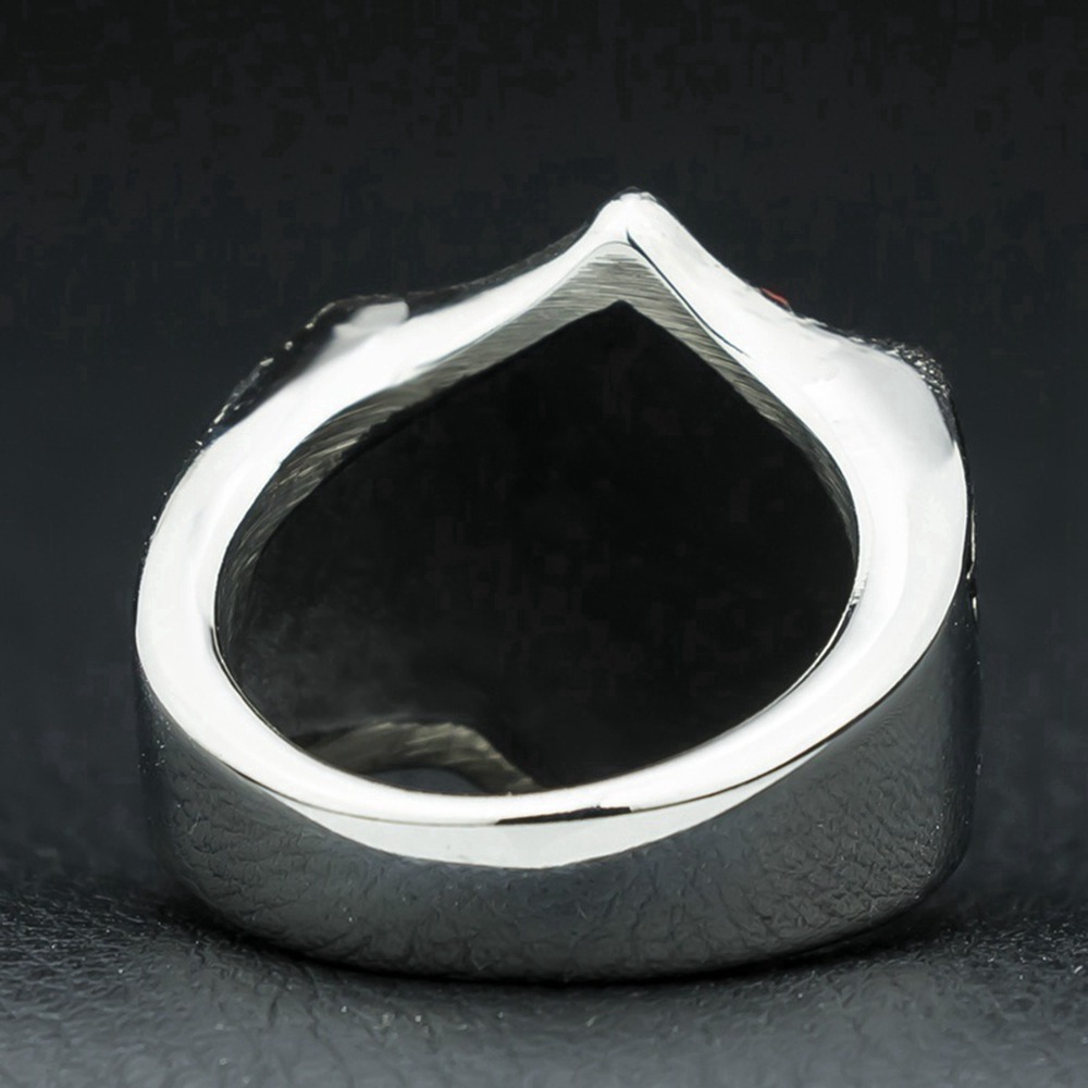 Nhẫn xi mạ bạc đính đá Zircon đỏ phong cách Punk Knight