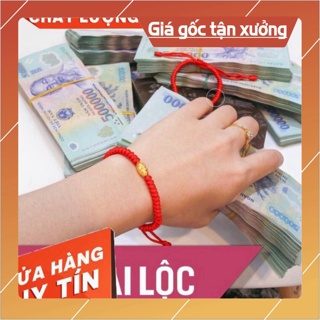 Vòng Tay Chỉ Đỏ Bi Vàng May Mắn Bình An